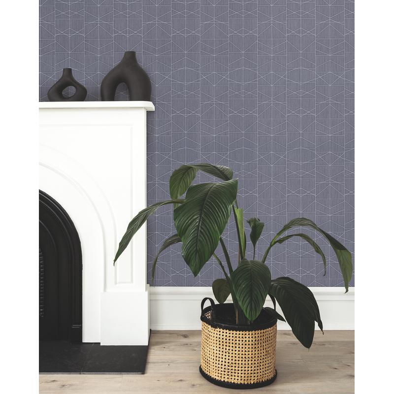 Braxton Blue by Warner Geometric Wallpaper – Brewster Home Fashions 4184-4920