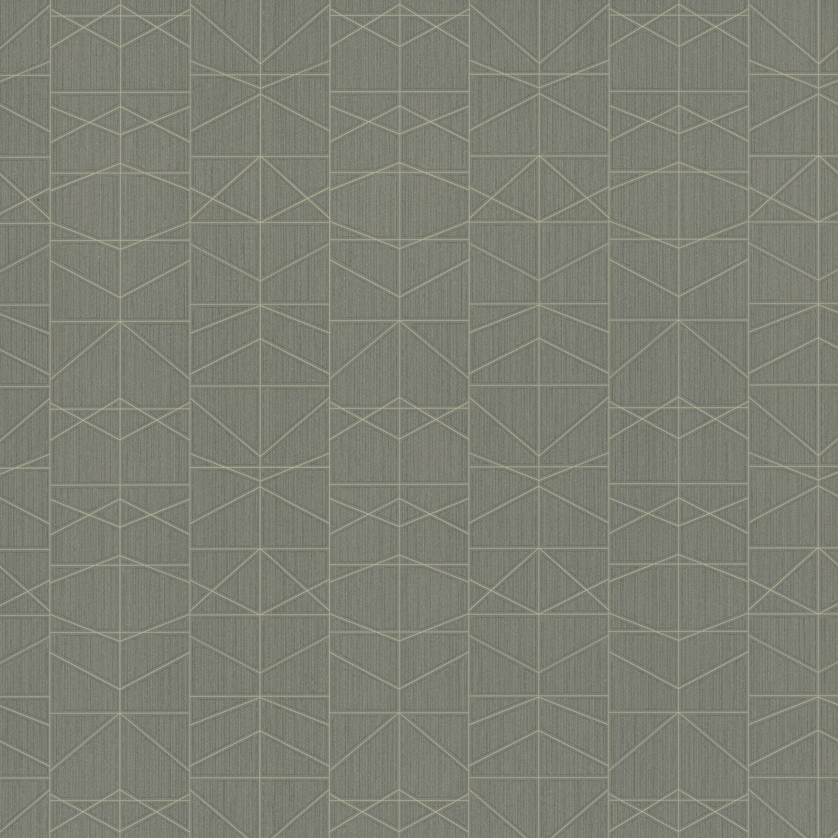 Braxton Olive geometric wallpaper with thin lined columns on a textured olive green ground.
