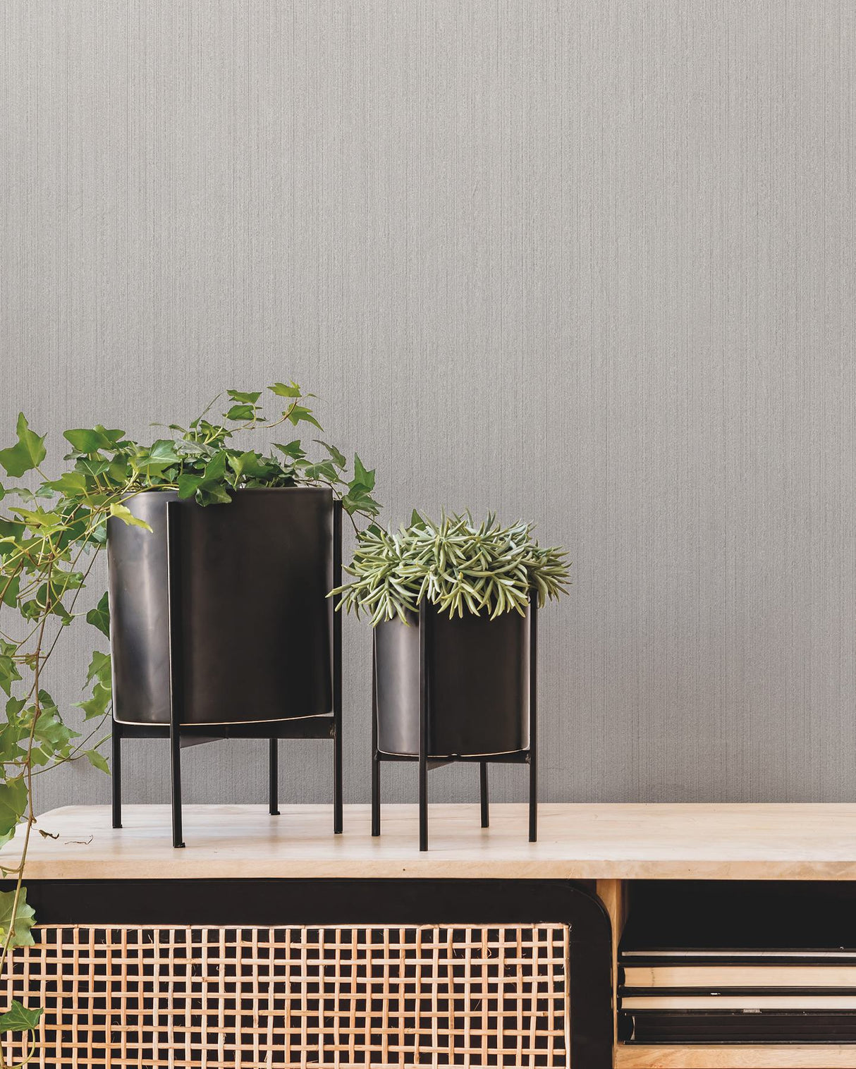 Warren Grey by Warner Striated Commercial Wallpaper – Brewster 4184-4927