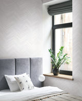 Kian White by Warner Modern Chevron Wallpaper – Brewster Home Fashions 4184-4953
