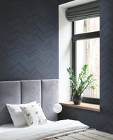 Kian Indigo by Warner Modern Chevron Wallpaper – Brewster Home Fashions 4184-4956