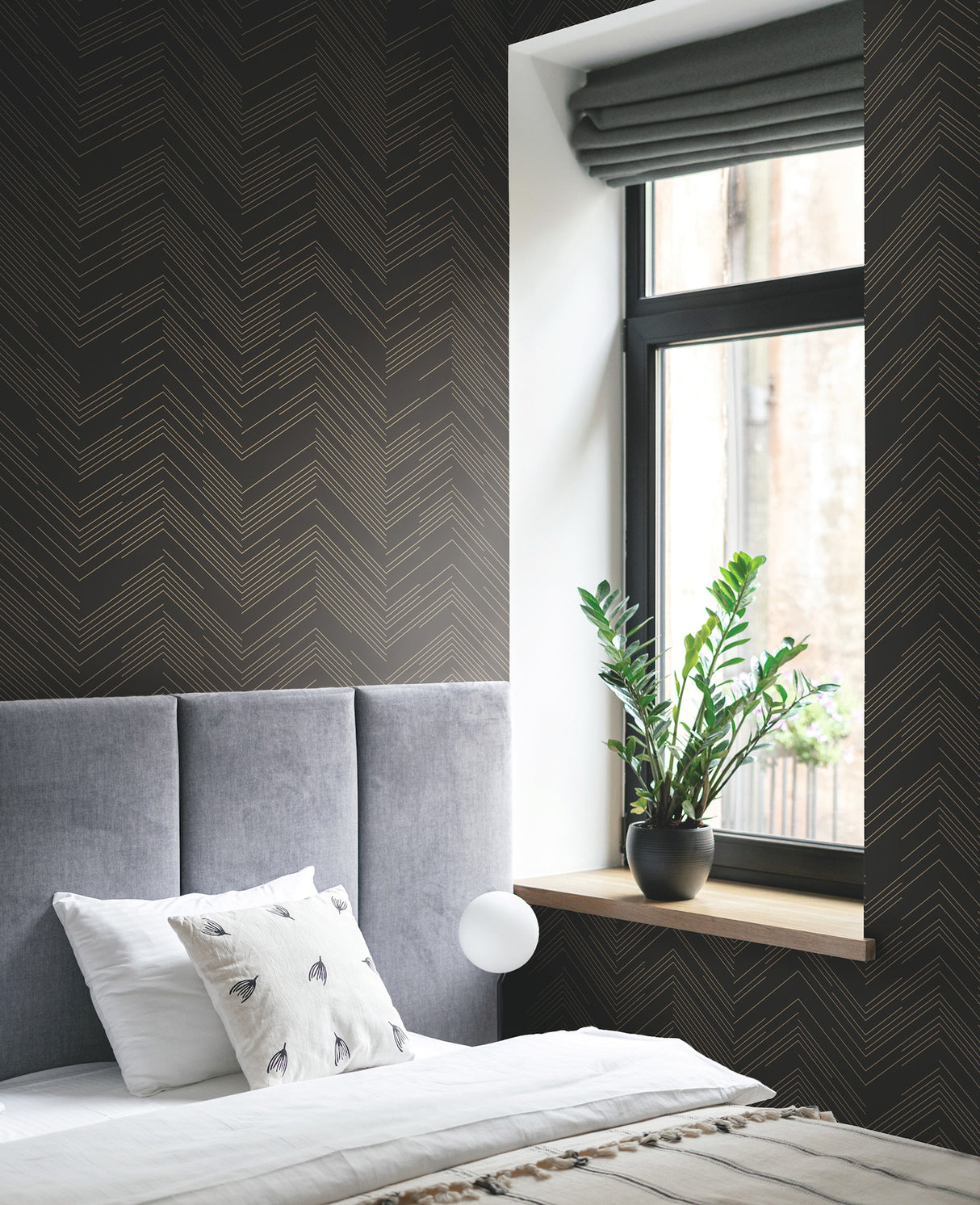 Kian Black by Warner Modern Chevron Wallpaper – Brewster Home Fashions 4184-4957