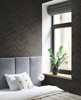 Kian Black by Warner Modern Chevron Wallpaper – Brewster Home Fashions 4184-4957