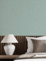 Elijah Aqua Teal and White Vertical Striations Texture Pattern Wallpaper by Chesapeake Transitional Non Woven Kitchen and Bath - 4191-83008