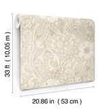 Liora Beige Floral Trail by Chesapeake Kitchen and Bath Collection Farmhouse Botanical Non Woven Unpasted Washable Strippable Wallpaper - 4191-83012