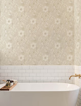 Liora Beige Floral Trail by Chesapeake Kitchen and Bath Collection Farmhouse Botanical Non Woven Unpasted Washable Strippable Wallpaper - 4191-83012