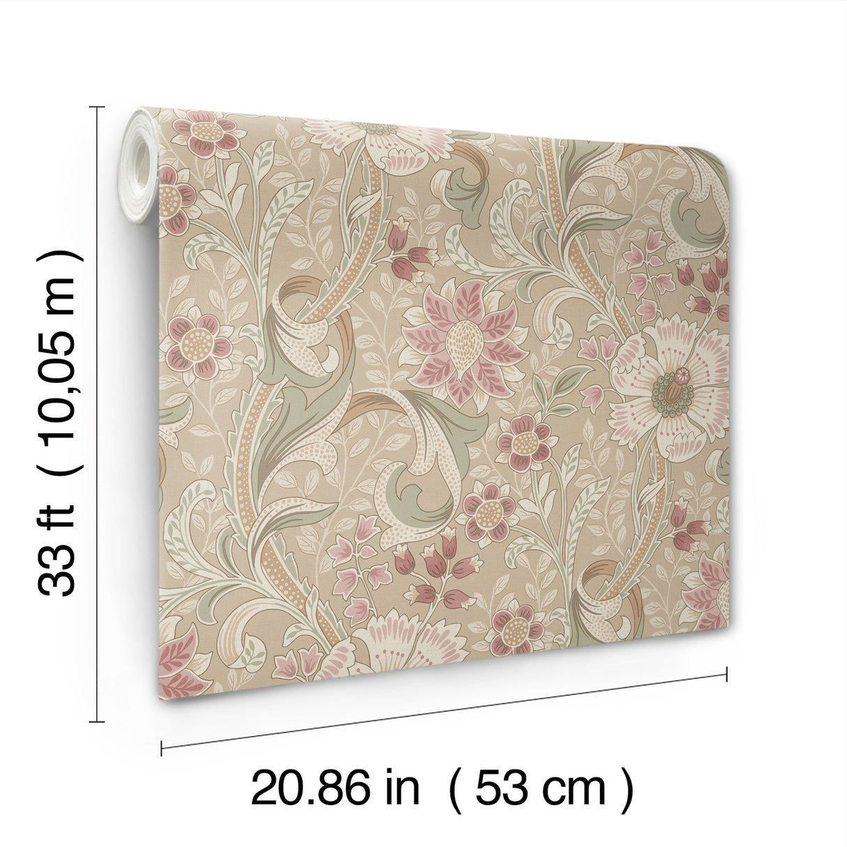 Liora Taupe Floral Trail Unpasted Non Woven Botanical Farmhouse Wallpaper by Chesapeake Kitchen & Bath - 4191-83015
