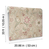 Liora Taupe Floral Trail Unpasted Non Woven Botanical Farmhouse Wallpaper by Chesapeake Kitchen & Bath - 4191-83015