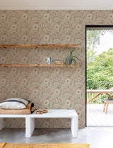 Liora Taupe Floral Trail Unpasted Non Woven Botanical Farmhouse Wallpaper by Chesapeake Kitchen & Bath - 4191-83015