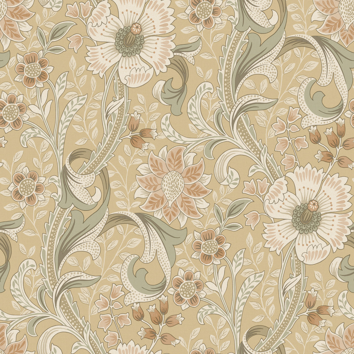 Liora Butter Floral Trail Wallpaper by Chesapeake 4191-83016 - Farmhouse Botanical Non-Woven Unpasted Roll