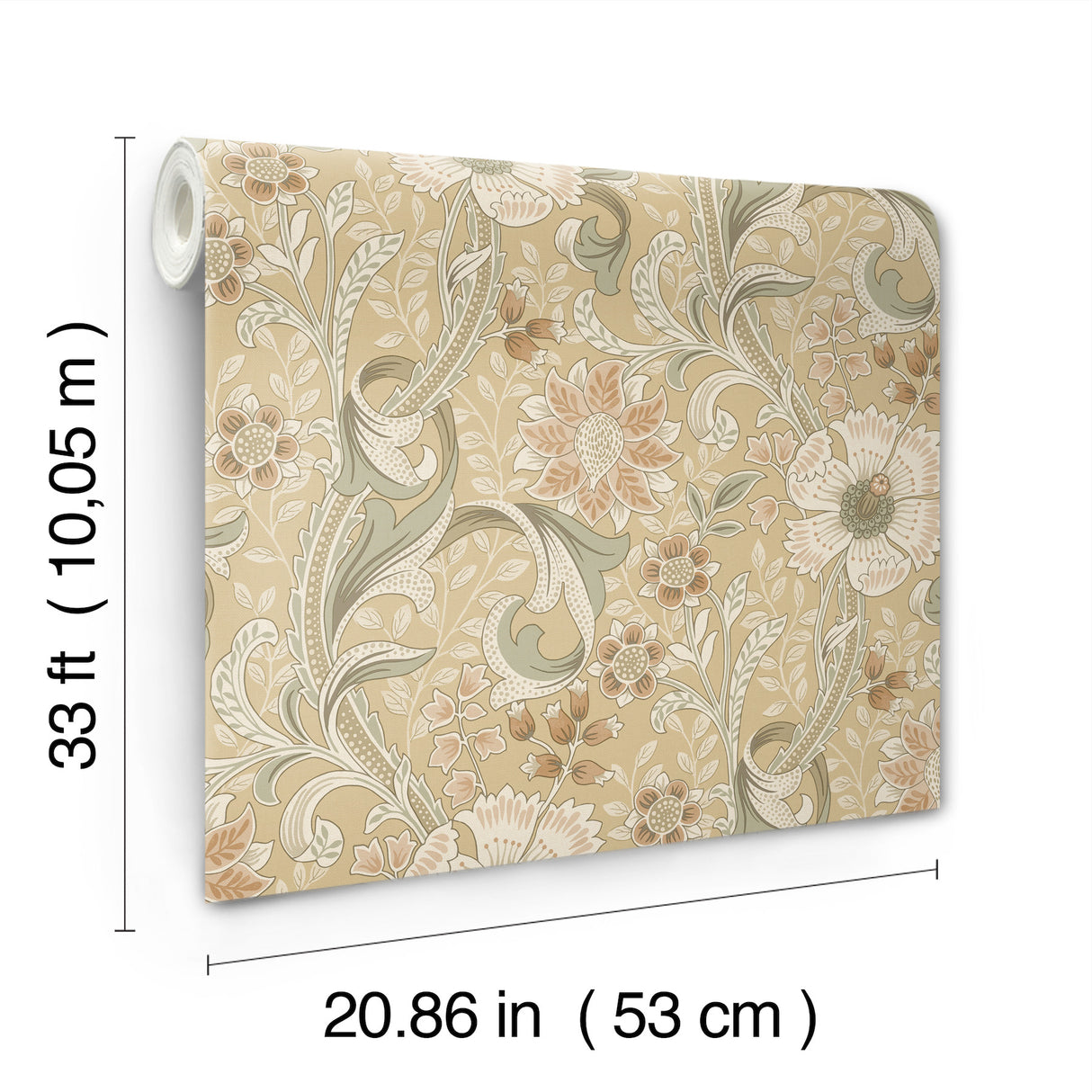 Liora Butter Floral Trail by Chesapeake Farmhouse Botanical Non-Woven Unpasted Washable and Strippable Wallpaper Roll - 4191-83016