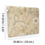Liora Butter Floral Trail by Chesapeake Farmhouse Botanical Non-Woven Unpasted Washable and Strippable Wallpaper Roll - 4191-83016