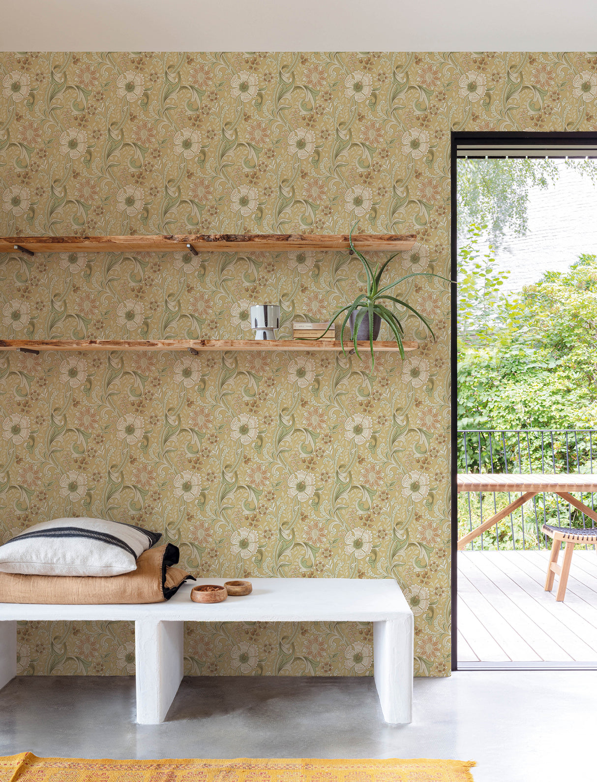 Liora Butter Floral Trail by Chesapeake Farmhouse Botanical Non-Woven Unpasted Washable and Strippable Wallpaper Roll - 4191-83016