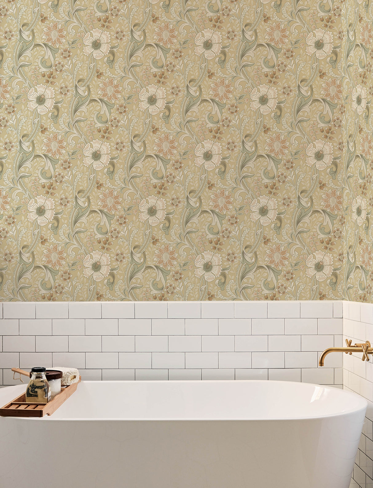 Liora Butter Floral Trail by Chesapeake Farmhouse Botanical Non-Woven Unpasted Washable and Strippable Wallpaper Roll - 4191-83016