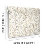 Laverne Neutral Wildflowers Farmhouse Botanical Watercolor Unpasted Non Woven Washable Strippable Wallpaper by Chesapeake - 4191-83017