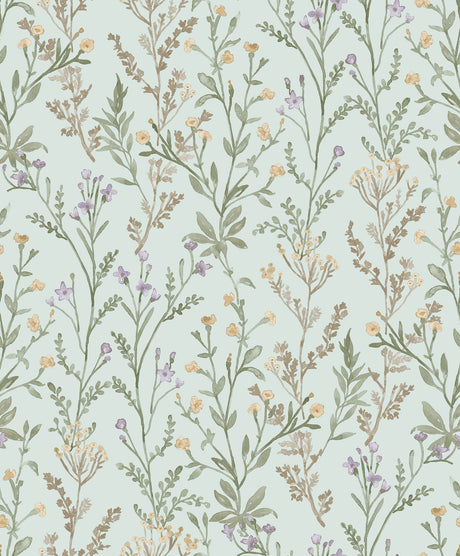 Laverne Aquamarine Wildflowers Wallpaper by Chesapeake - 4191-83018