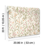 Laverne Green by Chesapeake Farmhouse Botanical Watercolor Wildflowers Washable Strippable Non Woven Sidewall Wallpaper - 4191-83019