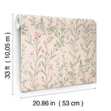 Laverne Blush Wildflowers Wallpaper by Chesapeake - Farmhouse Botanical Non Woven Unpasted Sidewall - 4191-83020