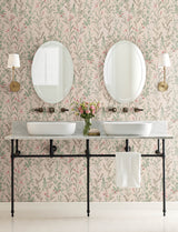 Laverne Blush Wildflowers Wallpaper by Chesapeake - Farmhouse Botanical Non Woven Unpasted Sidewall - 4191-83020