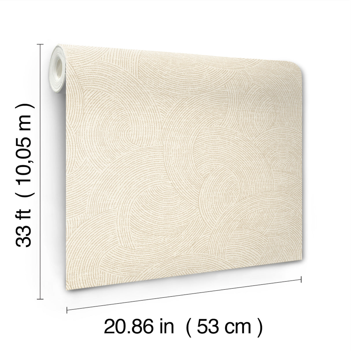 Harrison Champagne by Chesapeake Modern Swirling Geometric Non Woven Unpasted Wallpaper, 20.9 in x 33 ft, Covers 57.5 sq ft - 4191-83021