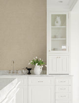 Harrison Taupe Swirling Geometric Wallpaper, Unpasted Non Woven, Metallic Ink Accents, Kitchen & Bath Collection by Chesapeake - 4191-83023