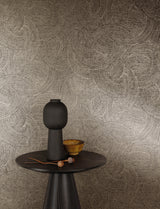 Harrison Charcoal Swirling Geometric Non Woven Unpasted Strippable Wallpaper by Chesapeake Kitchen and Bath 4191-83024