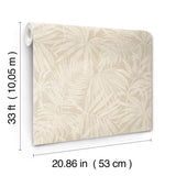 Sonny Beige Fronds by Chesapeake Kitchen and Bath Tropical Palm Leaf Botanical Non Woven Unpasted Washable Strippable Wallpaper - 4191-83025