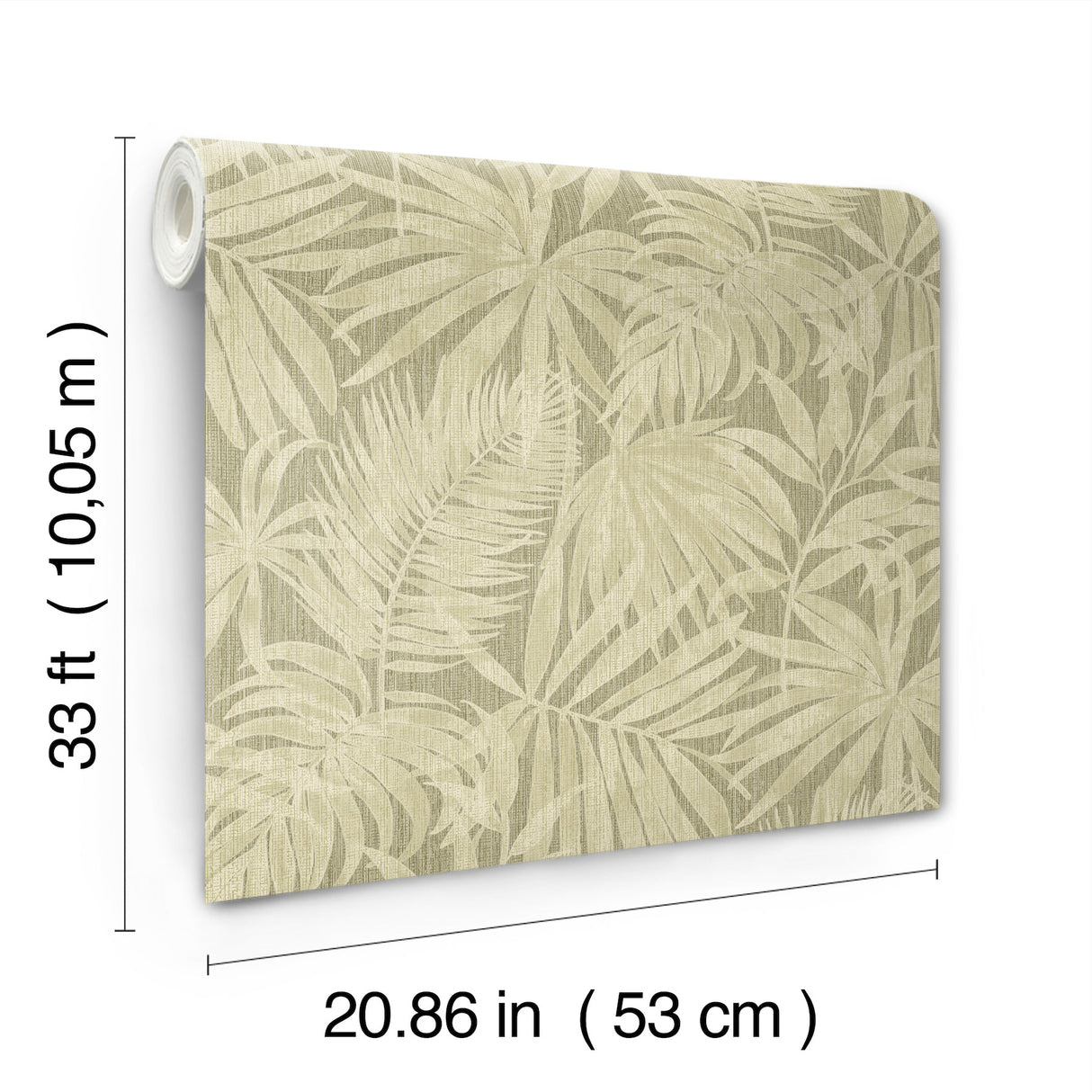 Sonny Green Fronds Green by Chesapeake Kitchen and Bath Tropical Botanical Palm Leaf Faux Grasscloth Non Woven Wallpaper - 4191-83027