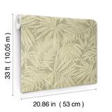 Sonny Green Fronds Green by Chesapeake Kitchen and Bath Tropical Botanical Palm Leaf Faux Grasscloth Non Woven Wallpaper - 4191-83027