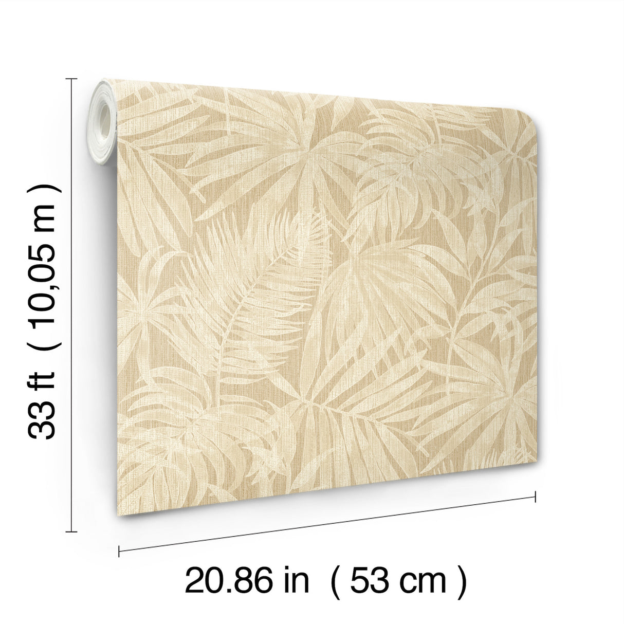 Sonny Light Brown Tropical Palm Fronds Botanical Faux Grasscloth Non Woven Unpasted Strippable Wallpaper by Chesapeake - 4191-83028