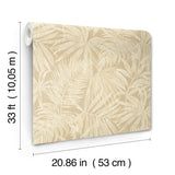 Sonny Light Brown Tropical Palm Fronds Botanical Faux Grasscloth Non Woven Unpasted Strippable Wallpaper by Chesapeake - 4191-83028