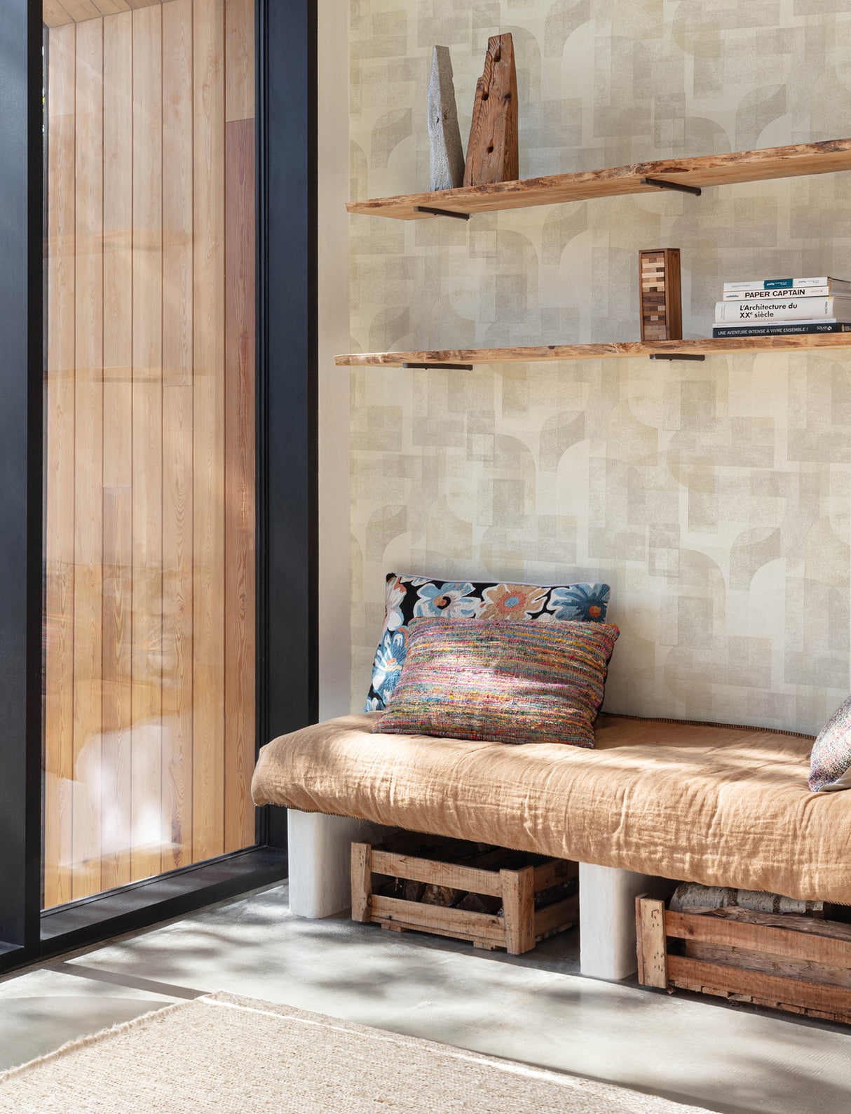 Cassandra Taupe by Chesapeake Block Geometric Retro Abstract Non Woven Unpasted Washable Strippable Residential Sidewall Wallpaper - 4191-83030