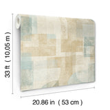 Cassandra Teal by Chesapeake Block Geometric Retro Abstract Non Woven Unpasted Strippable Kitchen and Bath Wallpaper - 4191-83031