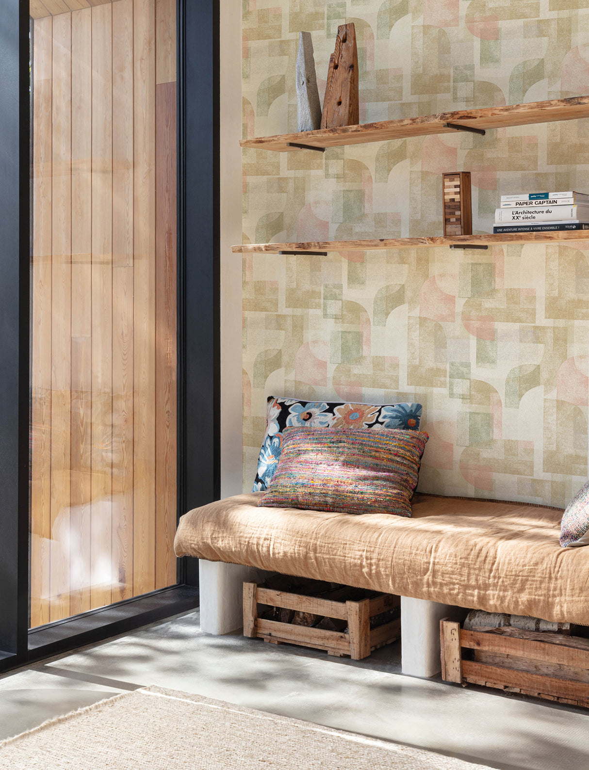 Cassandra Brown Retro Abstract Block Geometric Non Woven Unpasted Wallpaper by Chesapeake Kitchen and Bath Collection - 4191-83032