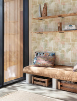 Cassandra Brown Retro Abstract Block Geometric Non Woven Unpasted Wallpaper by Chesapeake Kitchen and Bath Collection - 4191-83032