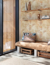 Cassandra Rust Block Geometric in Rust by Chesapeake Retro-Inspired Abstract Textured Non Woven Unpasted Wallpaper Roll - 4191-83033