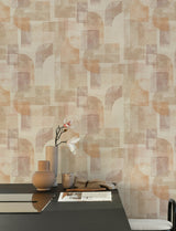 Cassandra Rust Block Geometric in Rust by Chesapeake Retro-Inspired Abstract Textured Non Woven Unpasted Wallpaper Roll - 4191-83033