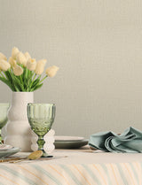 Sonia Beige Faux Linen Wallpaper by Chesapeake Kitchen and Bath Collection Transitional Solid Scrubbable Strippable Vinyl Non Woven - 4191-83035