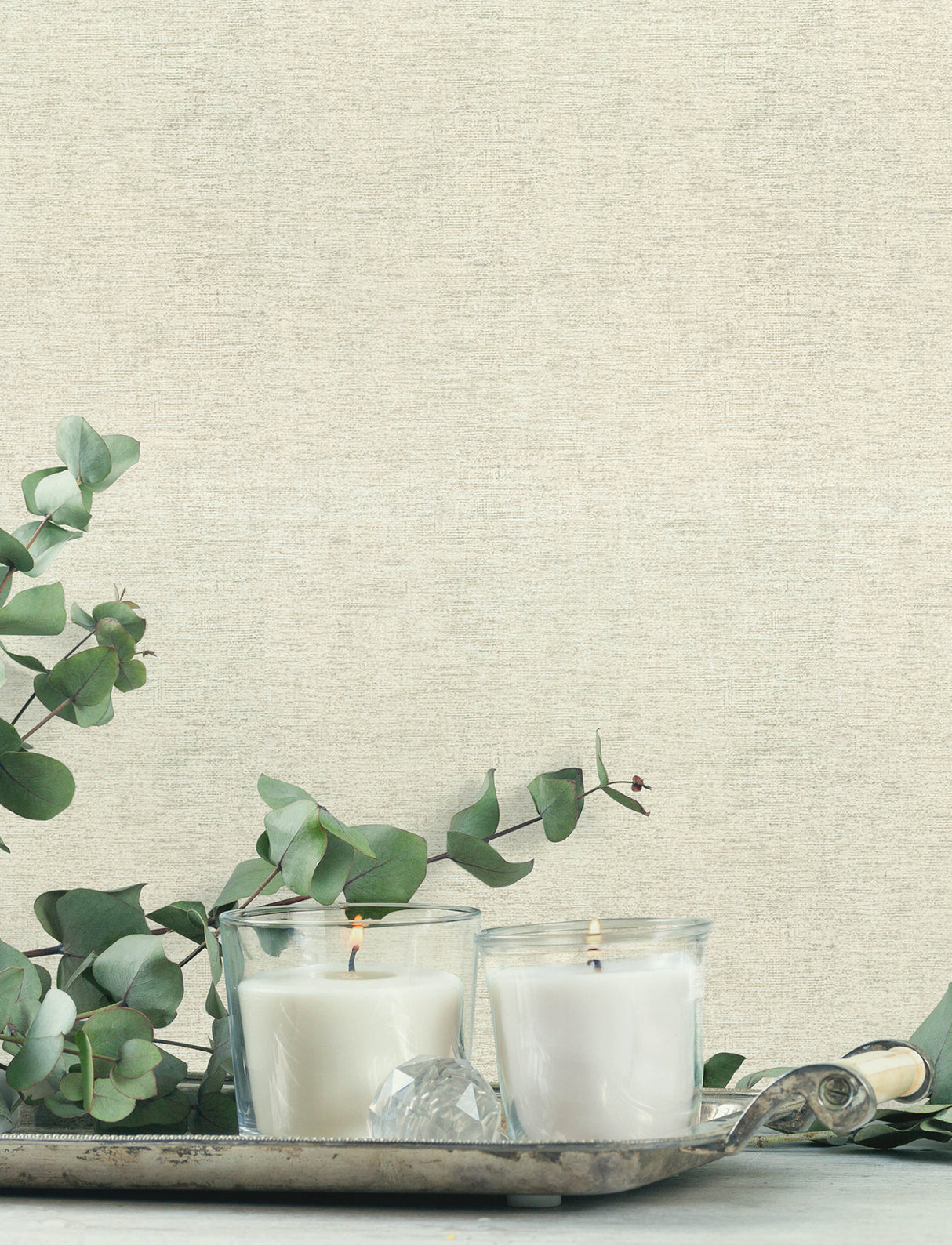 Tansy Light Grey Distressed Texture Unpasted Vinyl on Non Woven Scrubbable Strippable Wallpaper by Chesapeake Kitchen & Bath - 4191-83037