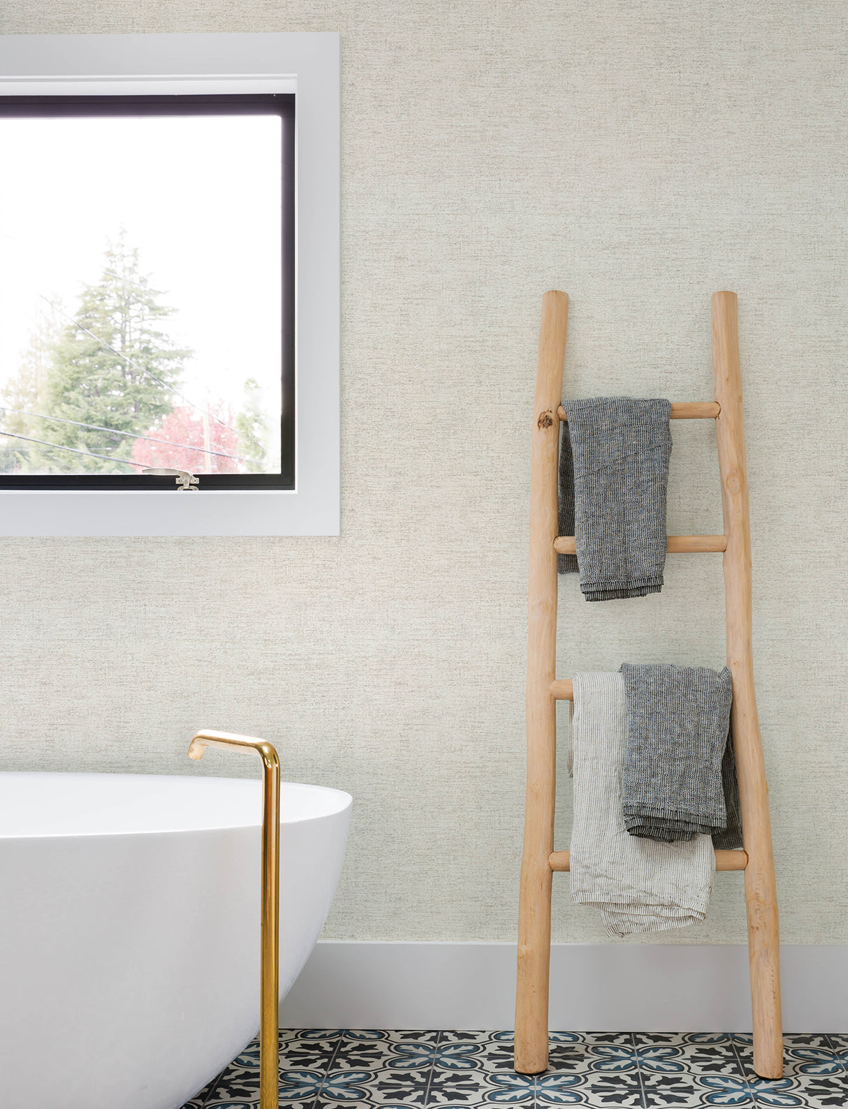 Tansy Light Grey Distressed Texture Unpasted Vinyl on Non Woven Scrubbable Strippable Wallpaper by Chesapeake Kitchen & Bath - 4191-83037