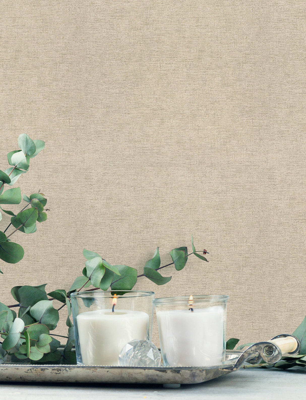 Tansy Taupe by Chesapeake Industrial Distressed Textured Vinyl Non Woven Scrubbable Strippable Wallpaper Kitchen and Bath 4191-83040