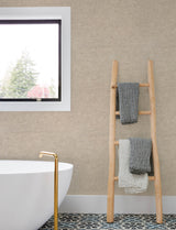 Tansy Taupe by Chesapeake Industrial Distressed Textured Vinyl Non Woven Scrubbable Strippable Wallpaper Kitchen and Bath 4191-83040
