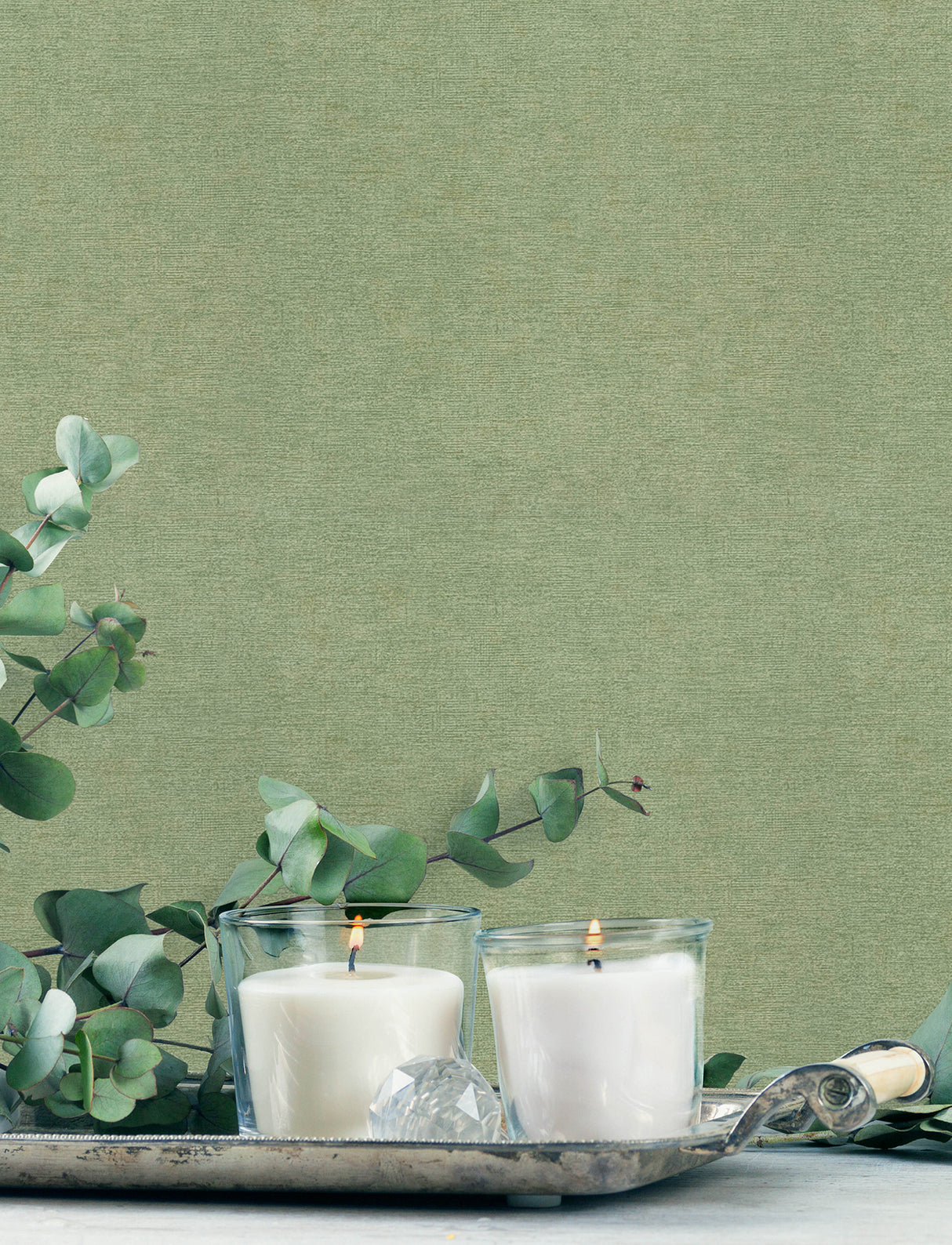 Tansy Green Distressed Textured Industrial Vinyl Non-Woven Wallpaper by Chesapeake Kitchen and Bath Collection 20.9in x 33ft - 4191-83041