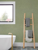 Tansy Green Distressed Textured Industrial Vinyl Non-Woven Wallpaper by Chesapeake Kitchen and Bath Collection 20.9in x 33ft - 4191-83041
