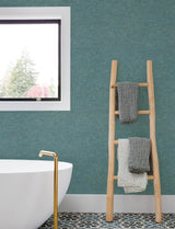 Tansy Teal Distressed Texture Vinyl on Non Woven Unpasted Scrubbable and Strippable Wallpaper by Chesapeake Kitchen and Bath - 4191-83042
