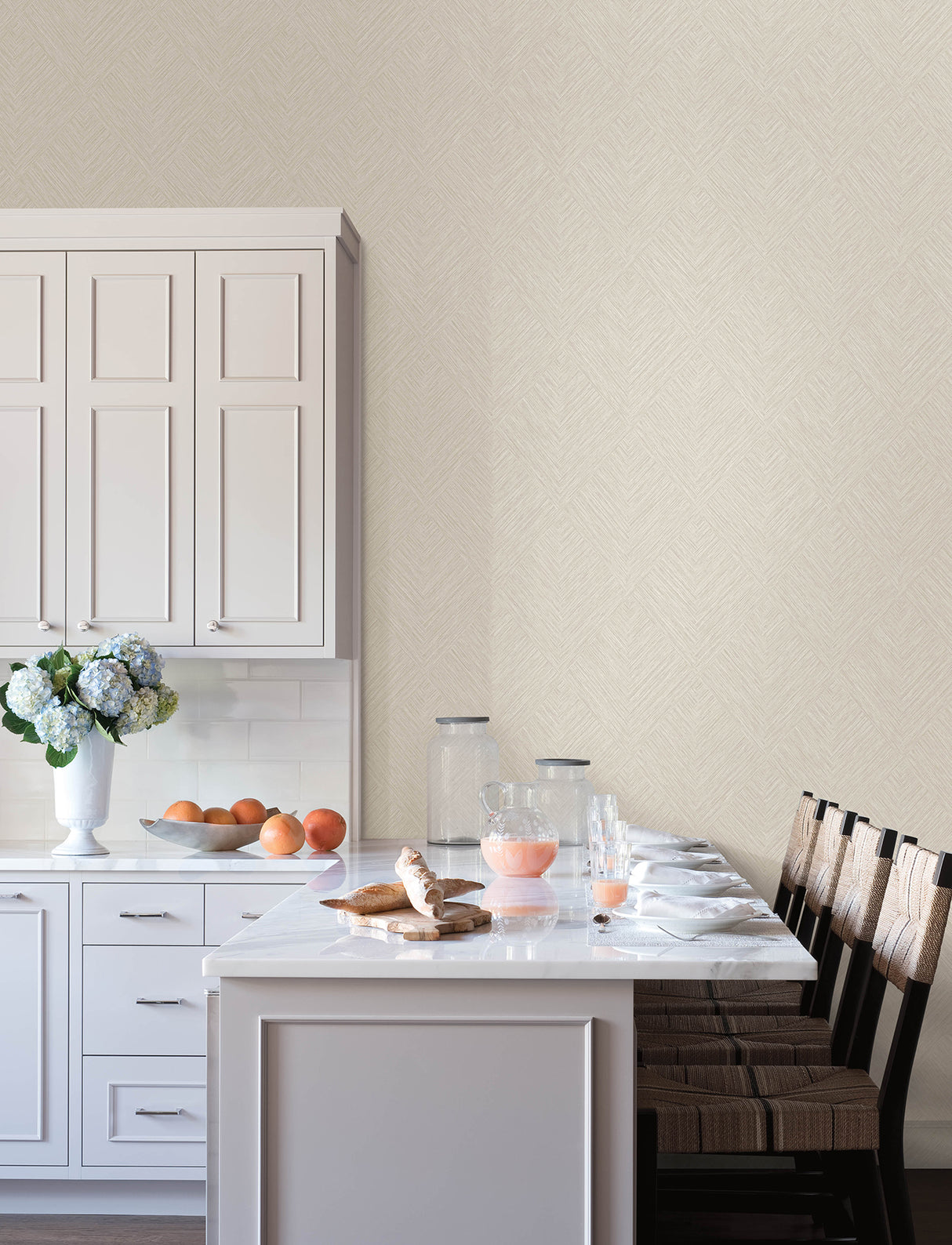 Hollis Beige by Chesapeake Textured Diamond Geometric Vinyl on Non Woven Unpasted Scrubbable Wallpaper Kitchen and Bath Collection - 4191-83043