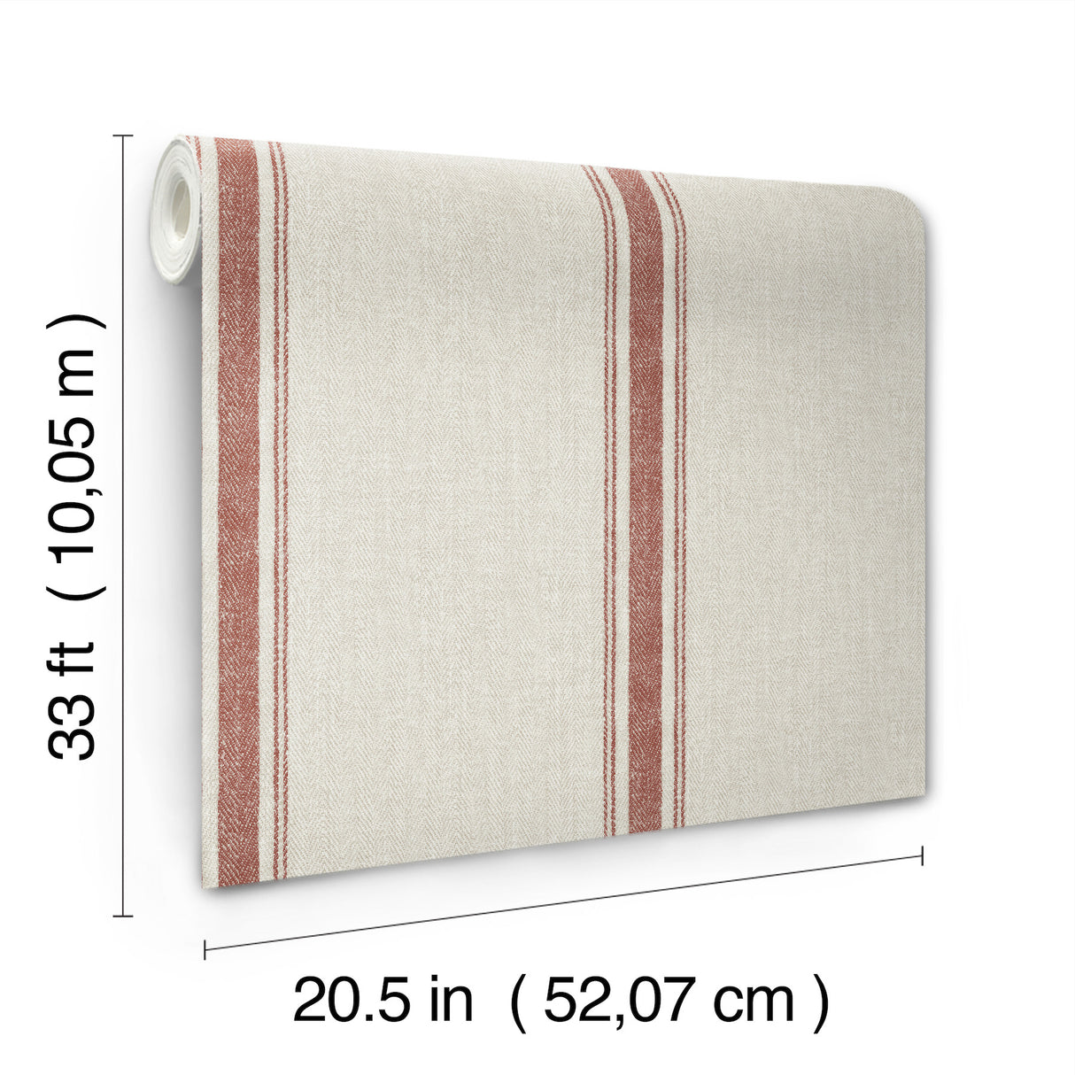Linette Red by Chesapeake Fabric Stripe Textured Non Woven Unpasted Washable Strippable Country Wallpaper Plaid & Stripe Collection 4192-12464