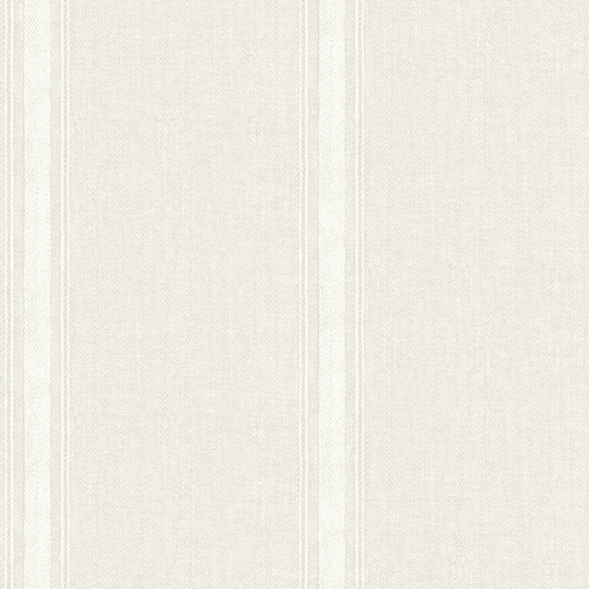 Linette Cream Fabric Stripe Textured Wallpaper by Chesapeake - 4192-12465, featuring a classic herringbone weave backdrop with elegant pinstripe columns in a soft cream and pale beige palette