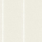 Linette Cream Fabric Stripe Textured Wallpaper by Chesapeake - 4192-12465, featuring a classic herringbone weave backdrop with elegant pinstripe columns in a soft cream and pale beige palette