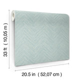 Caladesi Aqua by Chesapeake Linen Textured Chevron Non Woven Hybrid Unpasted Washable Wet Strippable Wallpaper Roll 20.5in x 33ft - 4192-13672